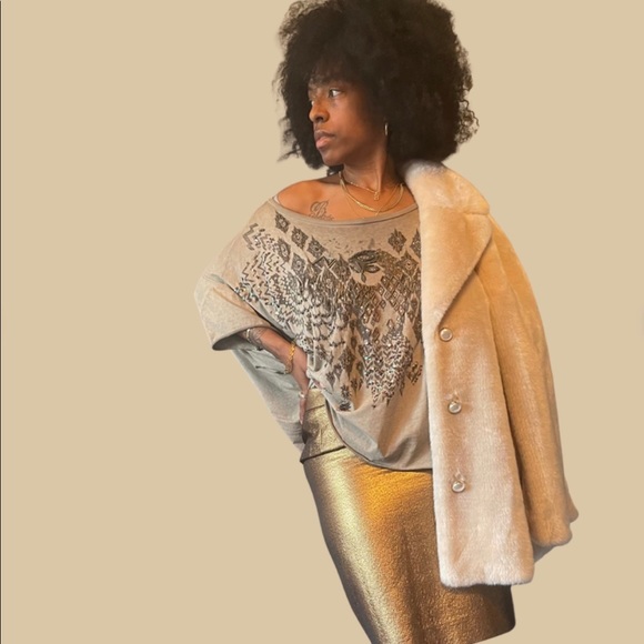 Gold metallic Moschino pencil skirt - Picture 2 of 5